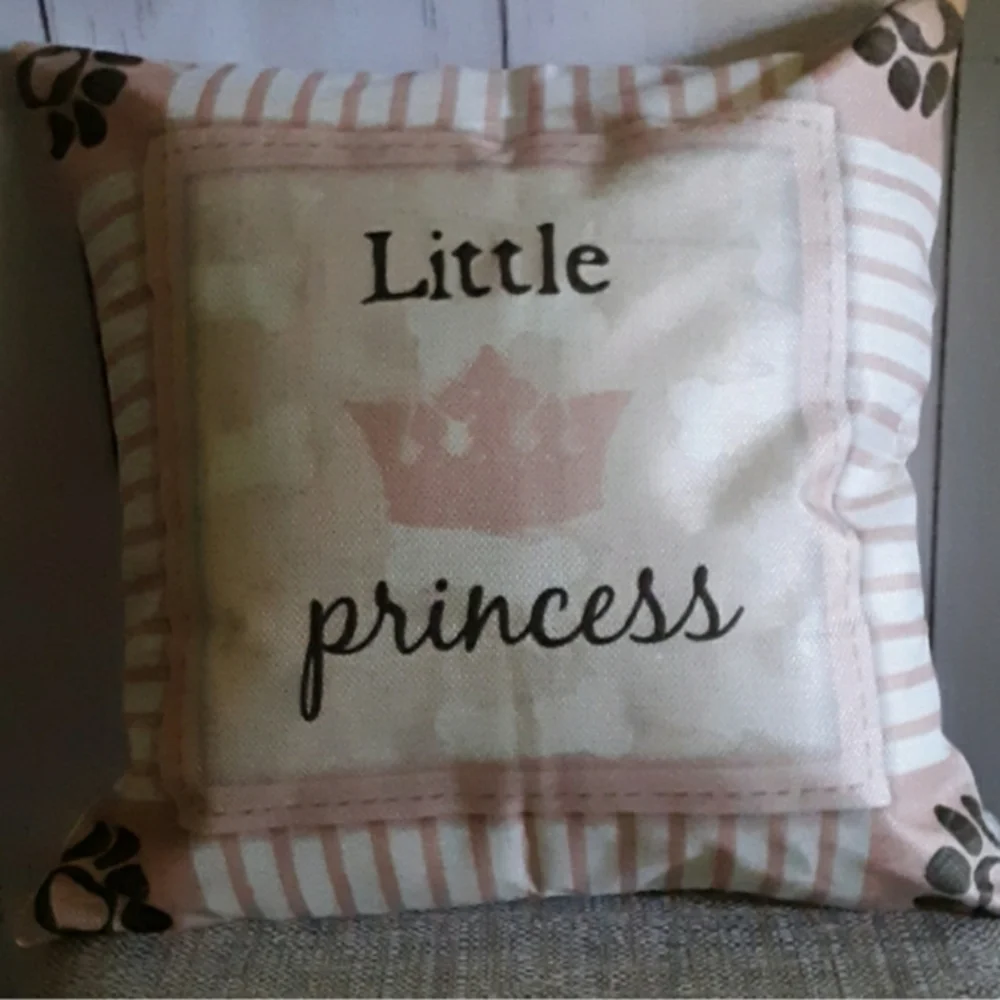 Closet Clearout Little Princess Pillow Case on Cotton Linen